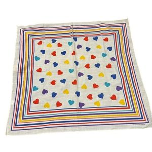 Vintage Rainbow Hearts Bandana Handkerchief Color Fast Retro 80s 90s